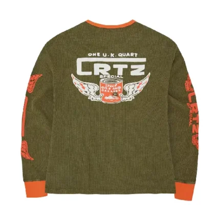 Corteiz Gasolina Waffle Sweatshirt Tonal Khaki/Burnt Orange